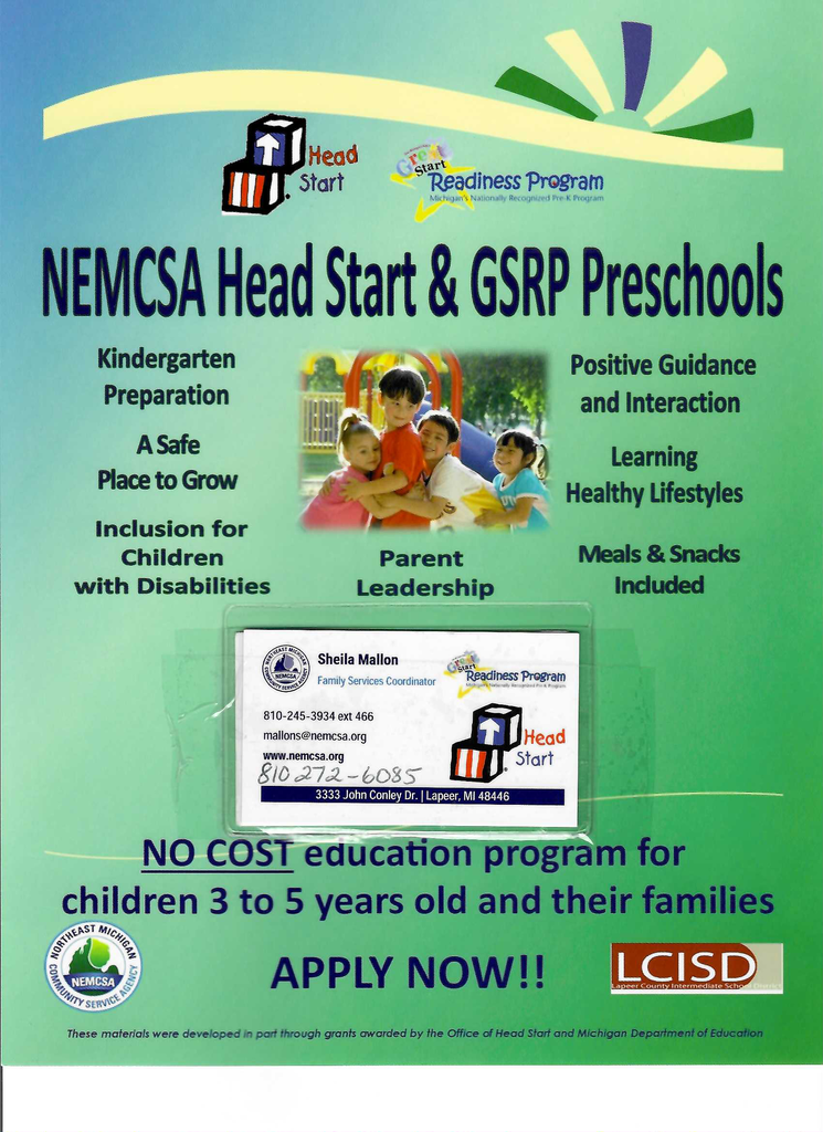 NEMCSA Head Start & GSRP Preschools
